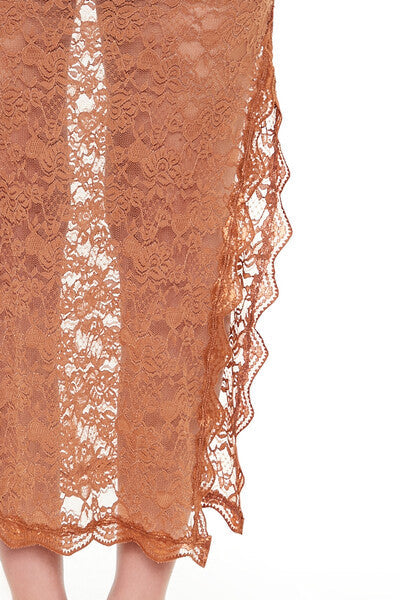 Lace Bow Column Maxi Skirt