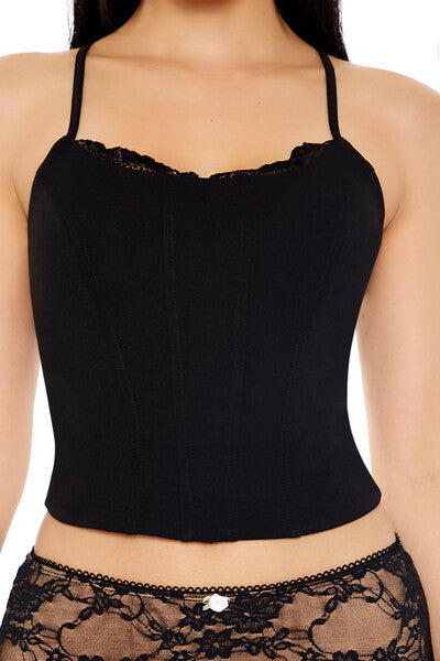 Lace-Up Corset Cropped Cami