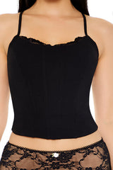 Lace-Up Corset Cropped Cami