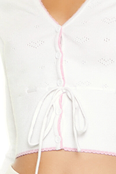 Pointelle Knit Cardigan Sweater