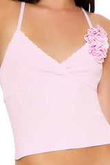 Sweater-Knit Floral Cami