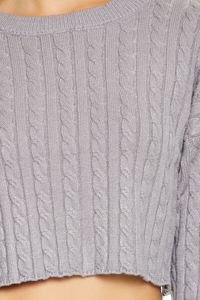 Cropped Cable Knit Sweater