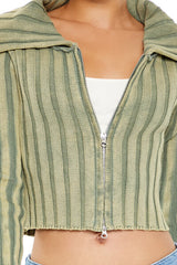 Cropped Zip-Up Sweater