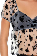 Sheer Floral Print Top