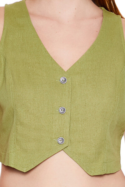 Cropped V-Neck Vest