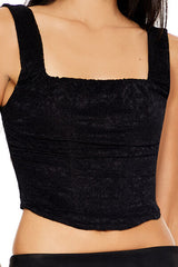 Lace-Up Lace Crop Top