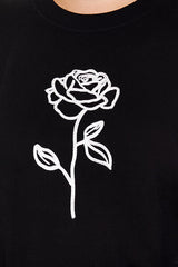 Plus Size Embroidered Rose Pullover