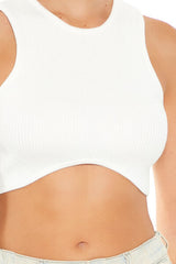 Sweater-Knit Curve-Hem Crop Top