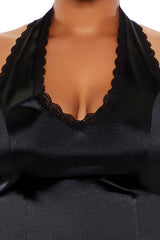 Plus Size Satin Corset Halter Top