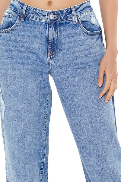 Distressed Low-Rise Baggy Jeans