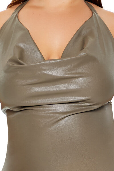 Plus Size Cowl Halter Mini Dress