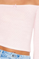 Pointelle Off-the-Shoulder Crop Top