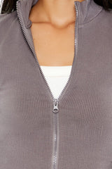 Seamless Ribbed Zip-Up Jacket