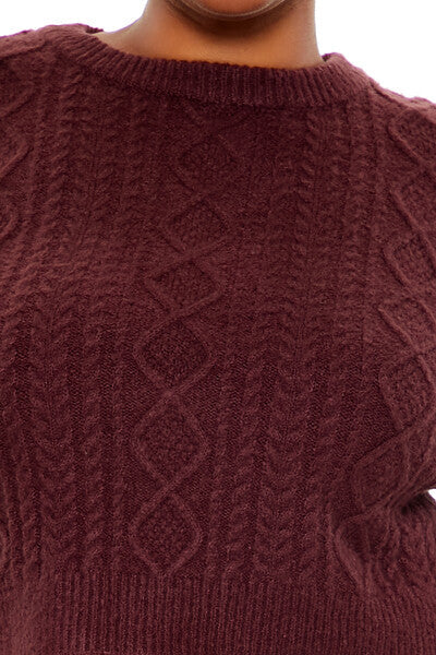 Plus Size Cropped Cable Knit Sweater