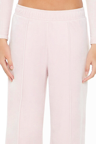 Velour Mid-Rise Wide-Leg Pants