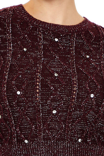 Glitter Knit Rhinestone Sweater