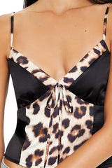 Satin Leopard Print Cropped Cami